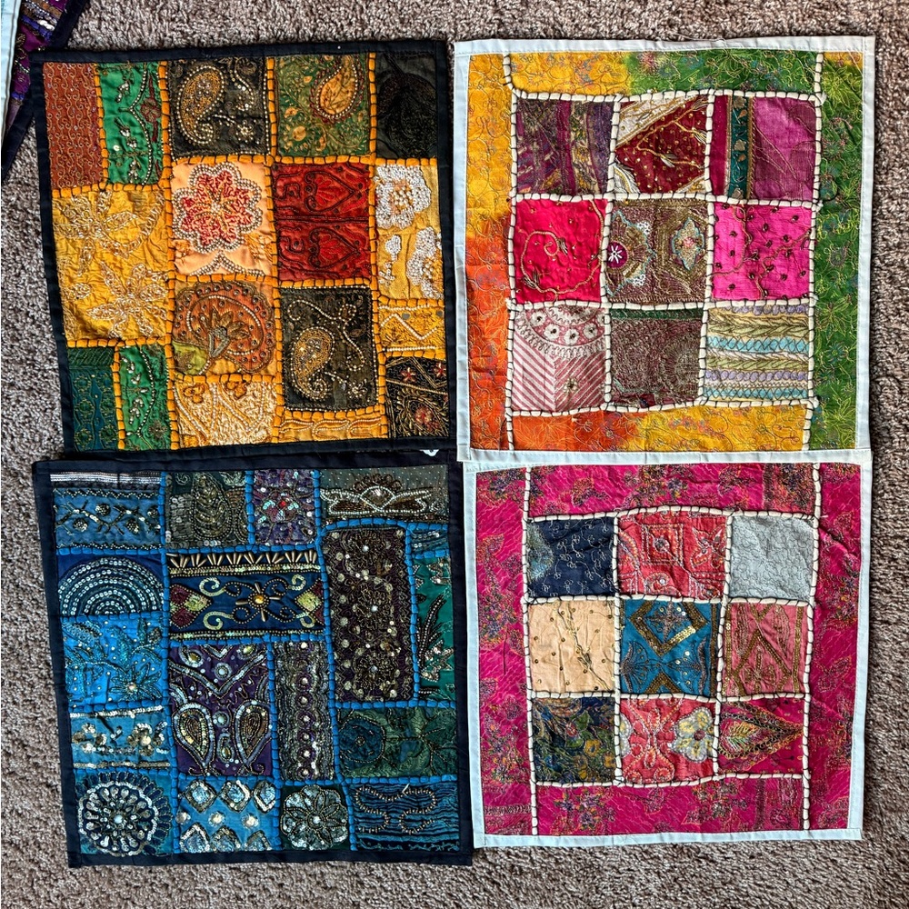 Colorful Patchwork Quilted Pillowcases/Wall hangings (8)